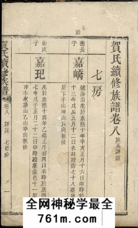贺氏续修族谱