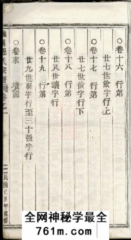 浙江缙云五云龙溪冠阳应氏重修宗谱十九卷末一卷