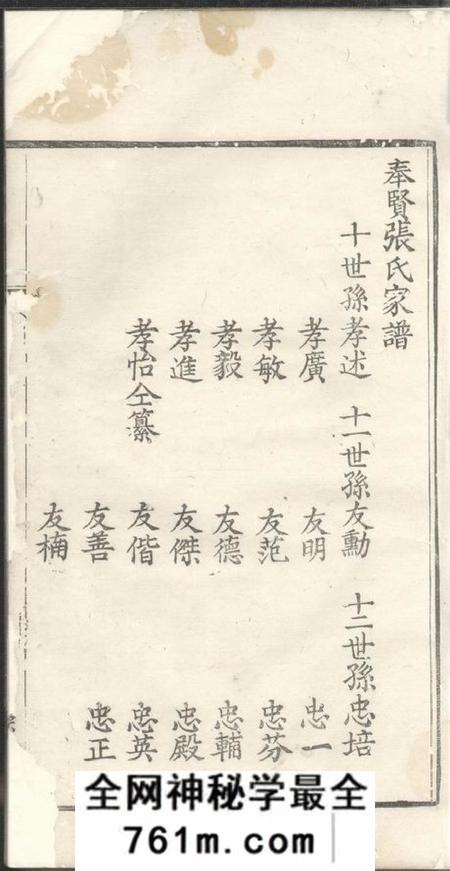 奉贤崇本堂奉贤张氏家谱六卷