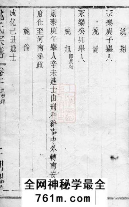 毗陵明恕堂毗陵姚氏宗谱