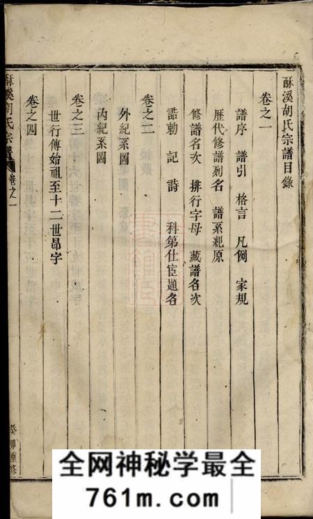 义乌酥溪胡氏宗谱六卷