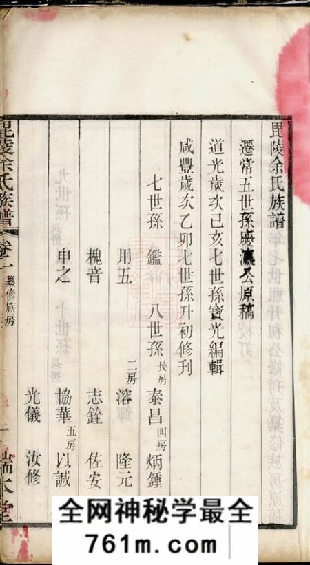 毗陵端本堂毗陵余氏族谱八卷