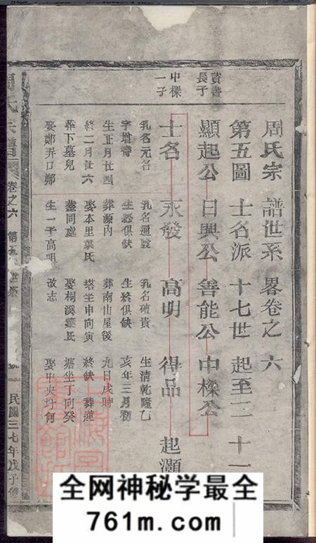浙江周氏宗谱世系略