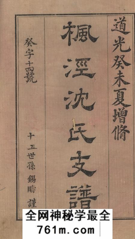 松江敦叙堂枫泾沈氏支谱不分卷