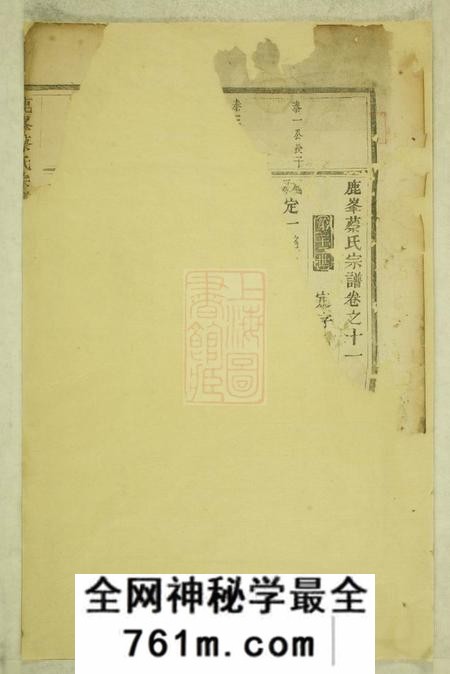 东阳鹿峰蔡氏宗谱