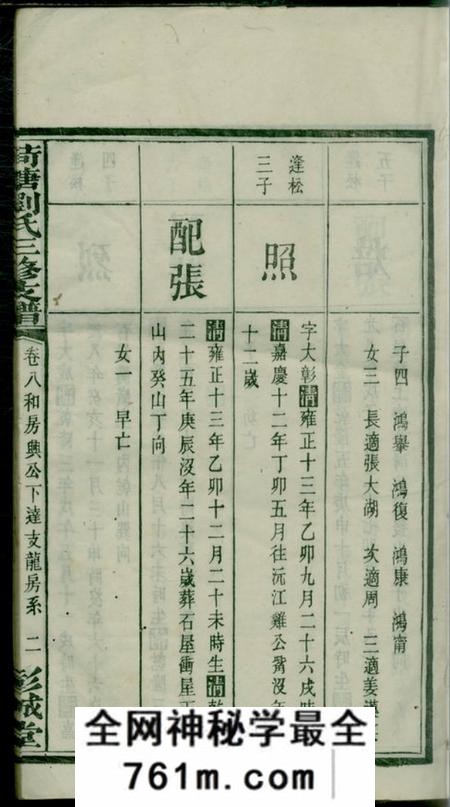 宁乡彭城堂荷塘刘氏三修支谱