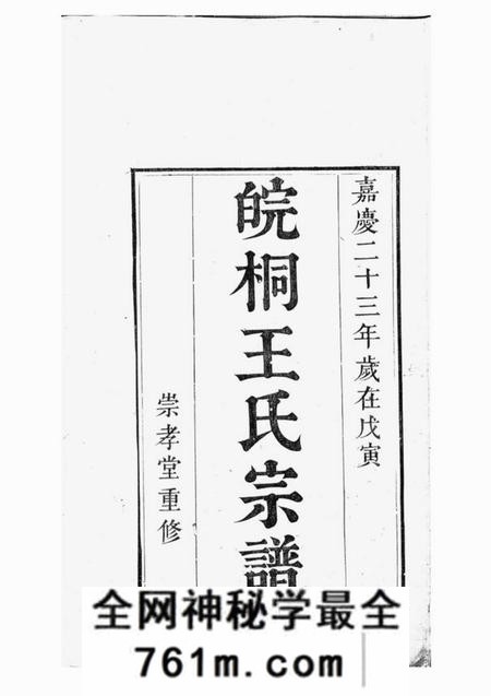 桐城崇孝堂皖桐王氏宗谱十八卷