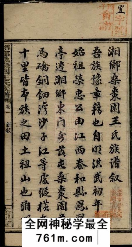 湘乡太原堂湘乡桑枣园王氏族谱二十卷