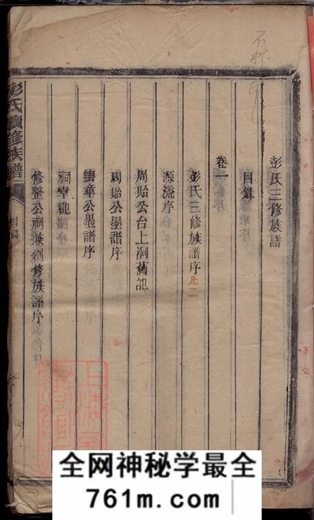 湖南郴州彭氏三修族谱八卷
