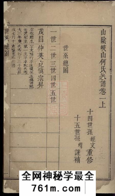 山阴山阴峡山何氏家谱
