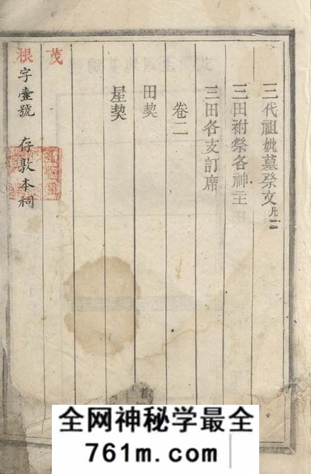 三田三田李氏墓祀录二卷