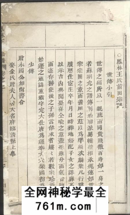 义乌凤林王氏宗谱