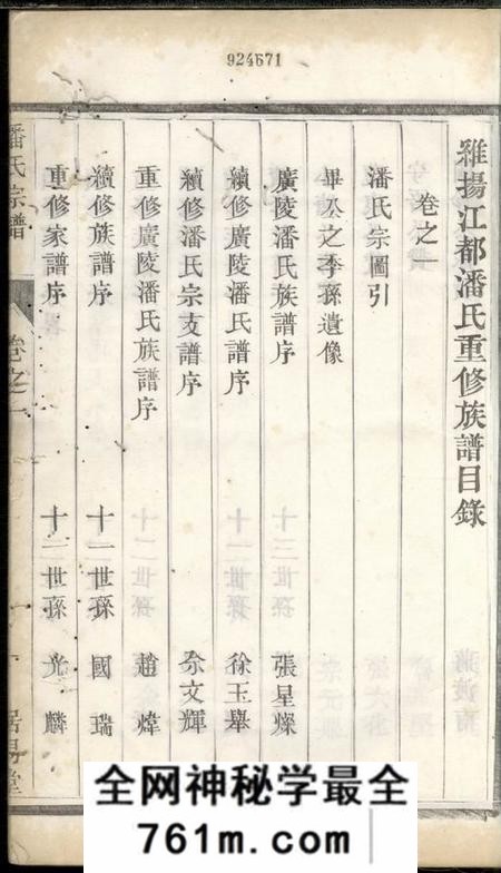 扬州居易堂维扬江都潘氏重修族谱八卷