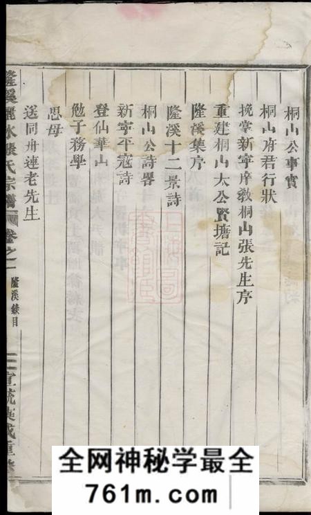 浦阳隆溪丽水张氏宗谱五卷首一卷
