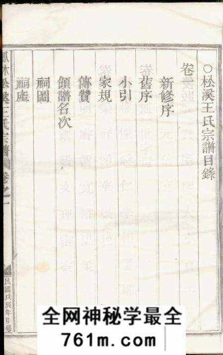 浙江金华凤林松溪王氏宗谱五卷