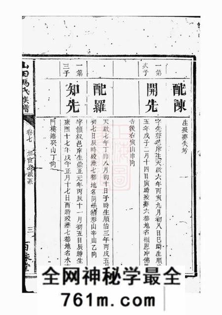 山田百盳堂山田冯氏族谱
