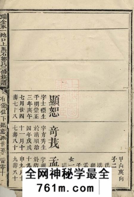 瑞金瑞金承一池口上马石邹氏三修族谱