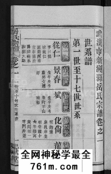 湖北岳氏族谱-岳氏宗谱 [3卷,首1卷](别名：武汉市新洲县岳氏宗谱).pdf电子版