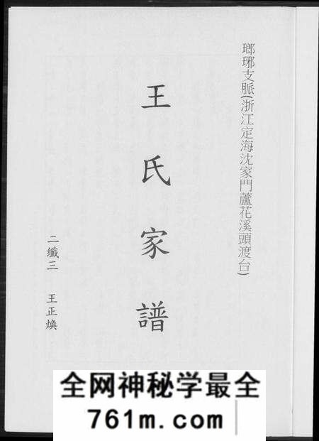 浙江王氏族谱-王氏家谱. 琅琊支派.pdf电子版