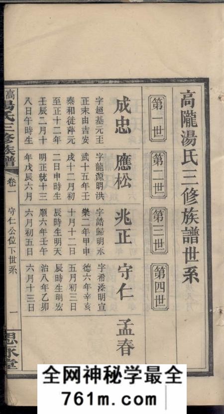 萍乡思永堂高陇汤氏三修族谱