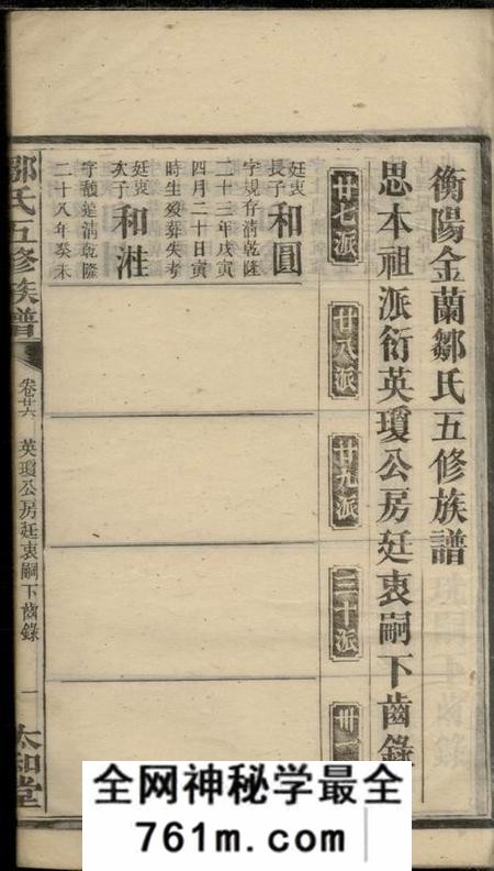 衡阳太和堂衡阳金兰邹氏五修族谱