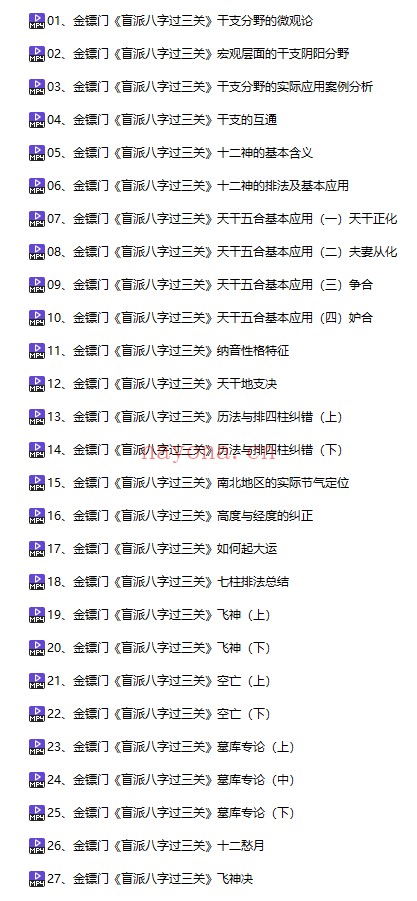 金镖门盲派八字过三关理法篇串宫压运53集视频