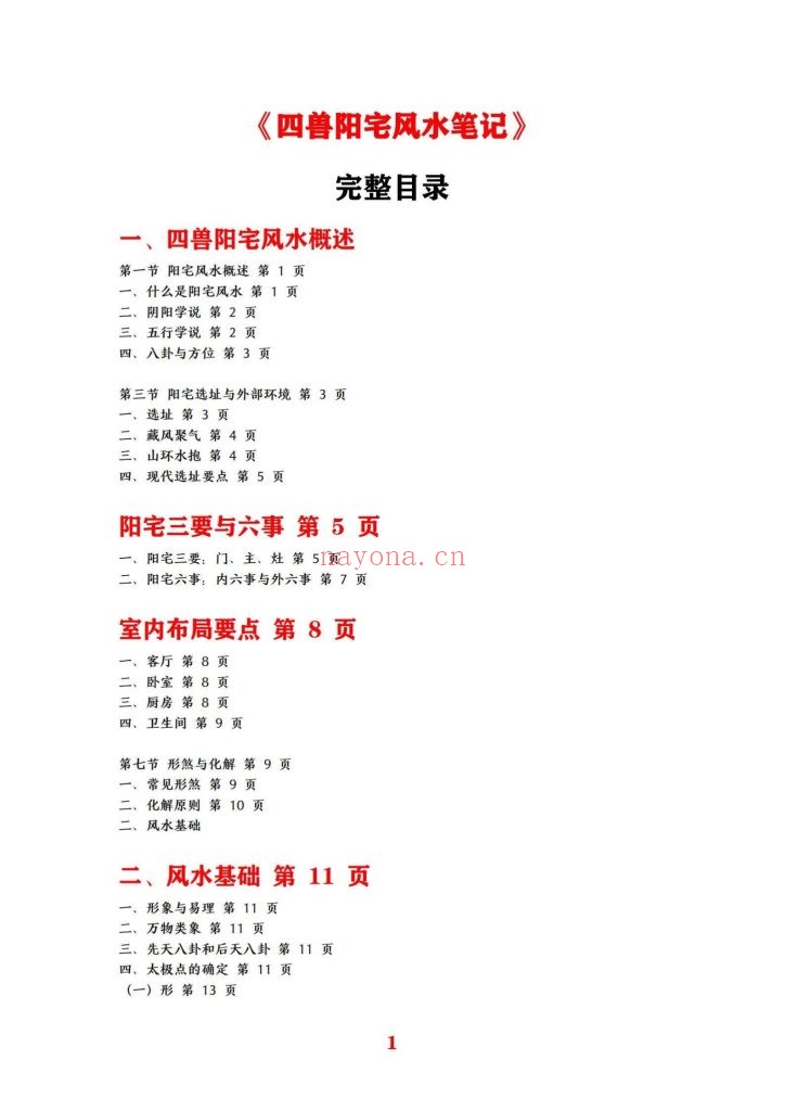《四兽阳宅风水笔记》