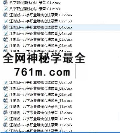 江湖派–八字职业赚钱心法 录音加电子书
