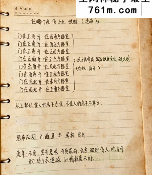 阴阳宅秘本手抄笔记（43页）