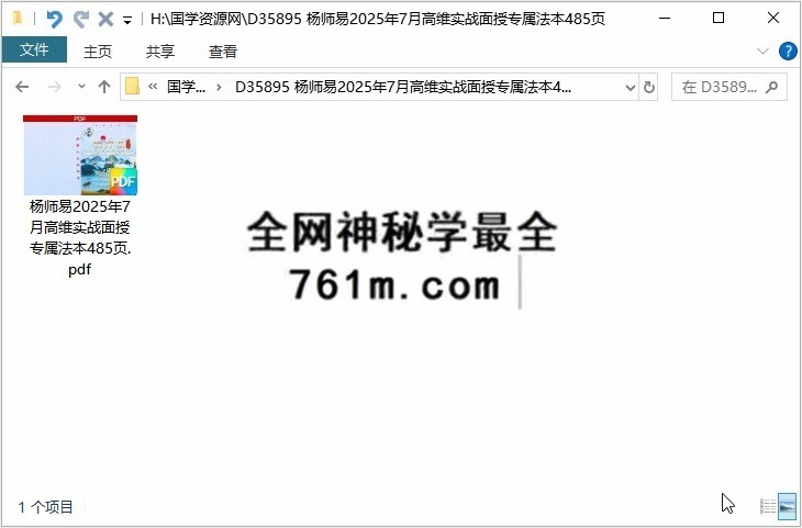 杨师易2025年7月高维实战面授专属法本485页