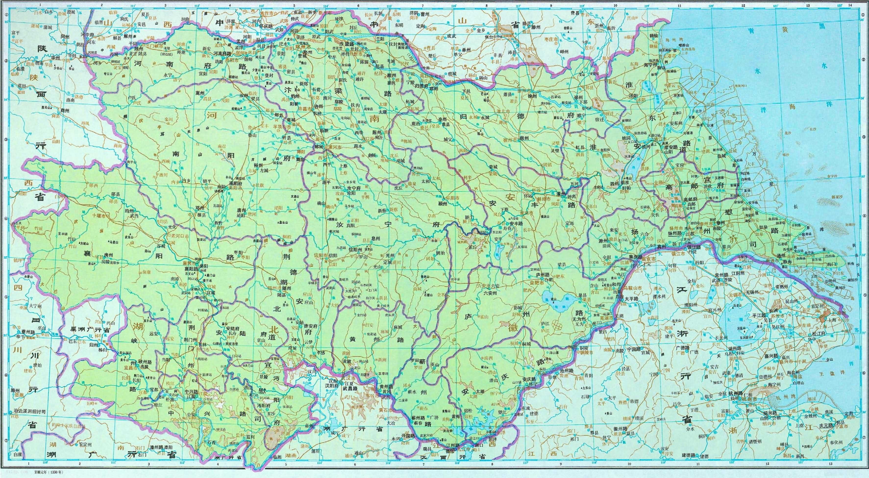 元代 河南江北行省 地图：历史地图与文史资料