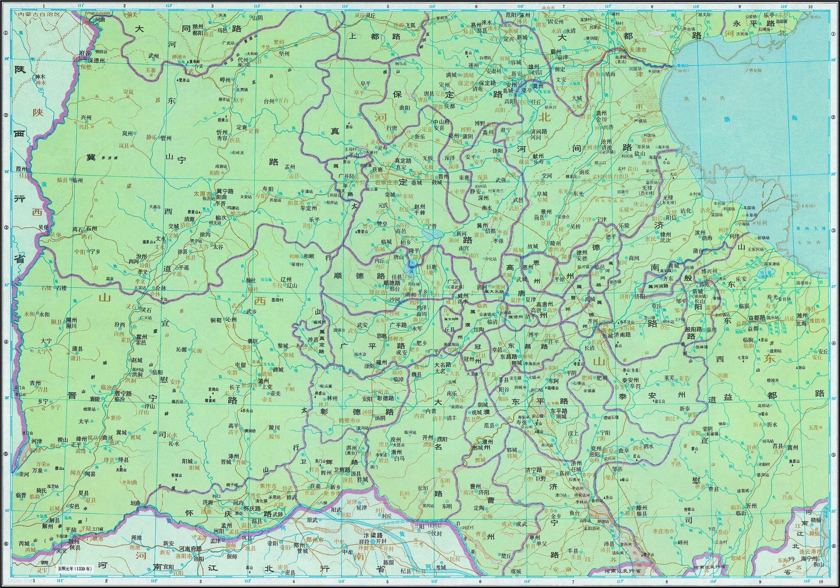 元代 中书省南部 历史地图：历史地图与文史资料