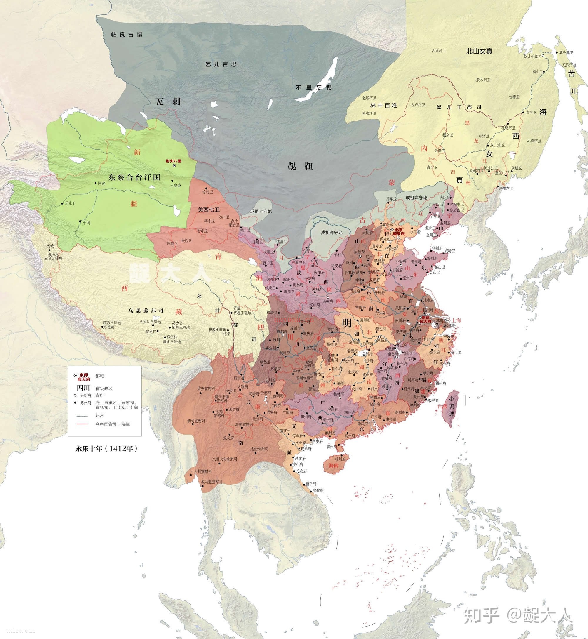 明朝永乐十年的中国历史地图：历史地图与文史资料