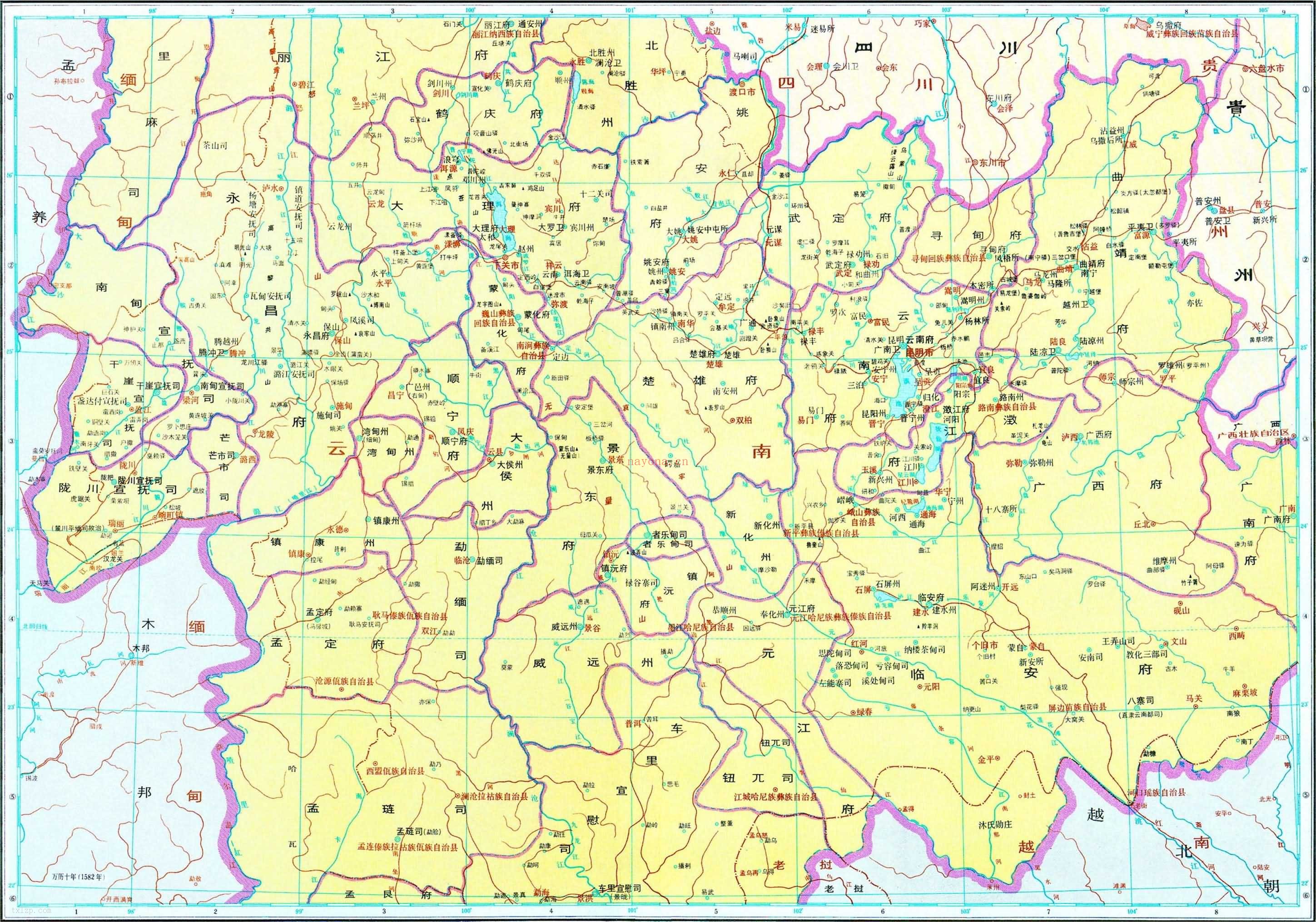 明朝 云南中部地图:历史地图与文史资料